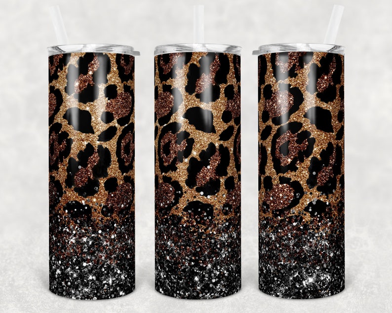 Cheetah Leopard Print Ombre Glitter Stainless steel tumbler