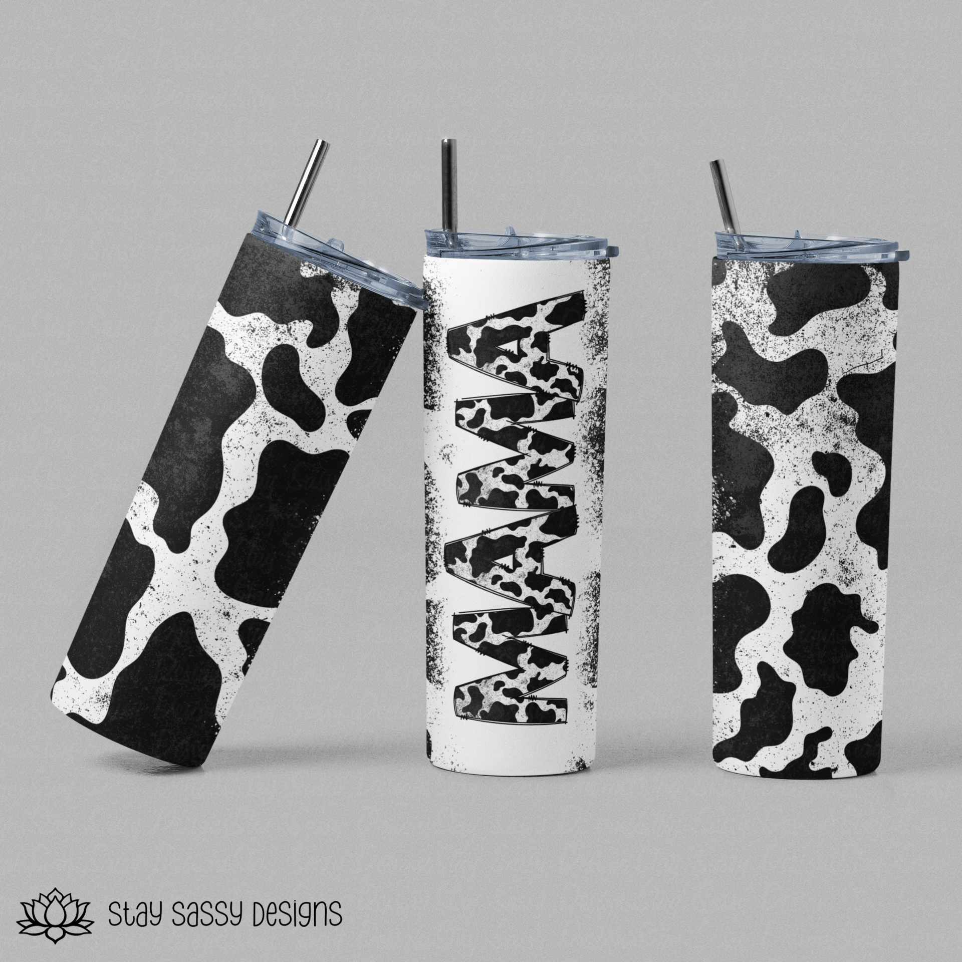 Cow Print Tumbler with Lid and Straw