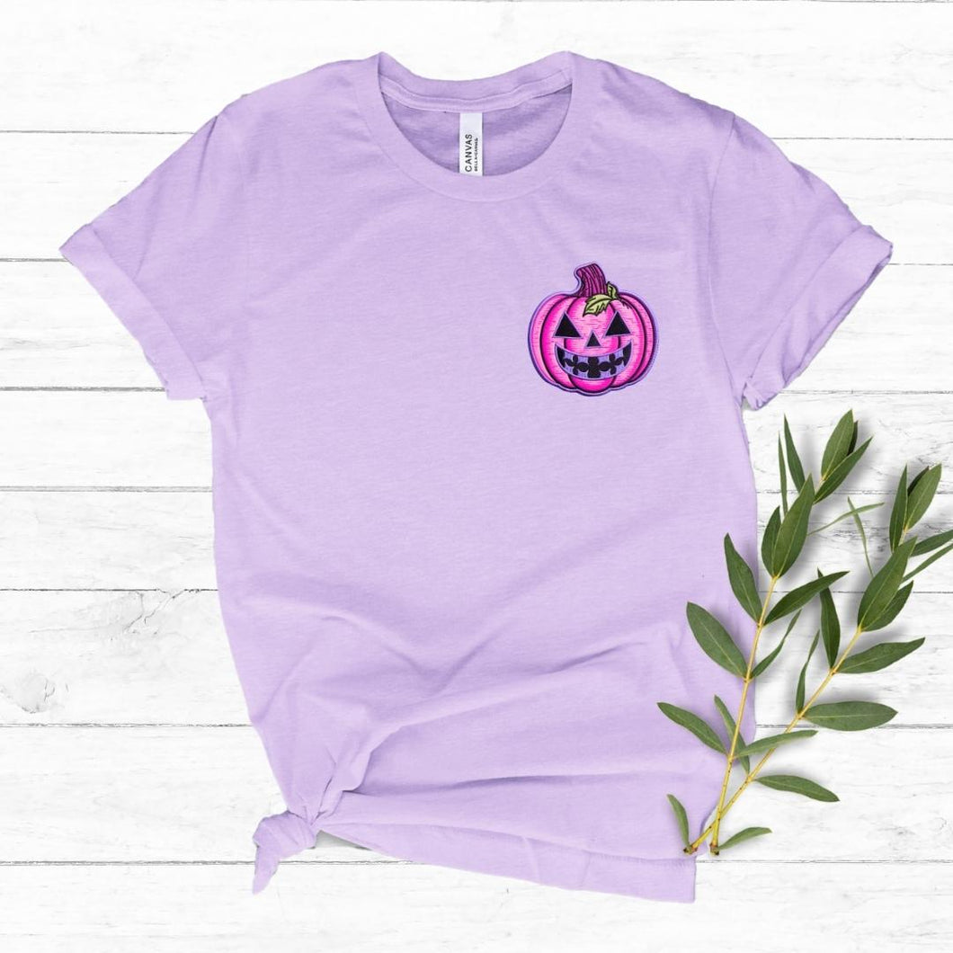 Pink Pumpkin Faux Embroidered (Multiple Shirt Styles)