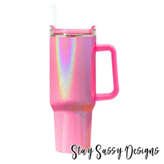 Best Seller ~ 40 oz. Metallic Shimmer Tumbler w/Handle (Low Stock!)