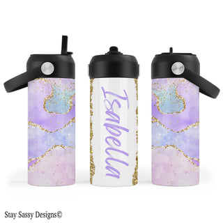 Personalized Unicorn Marble Water Bottle