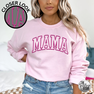 Faux Embroidered Pink Mama (Multiple Shirt Styles)