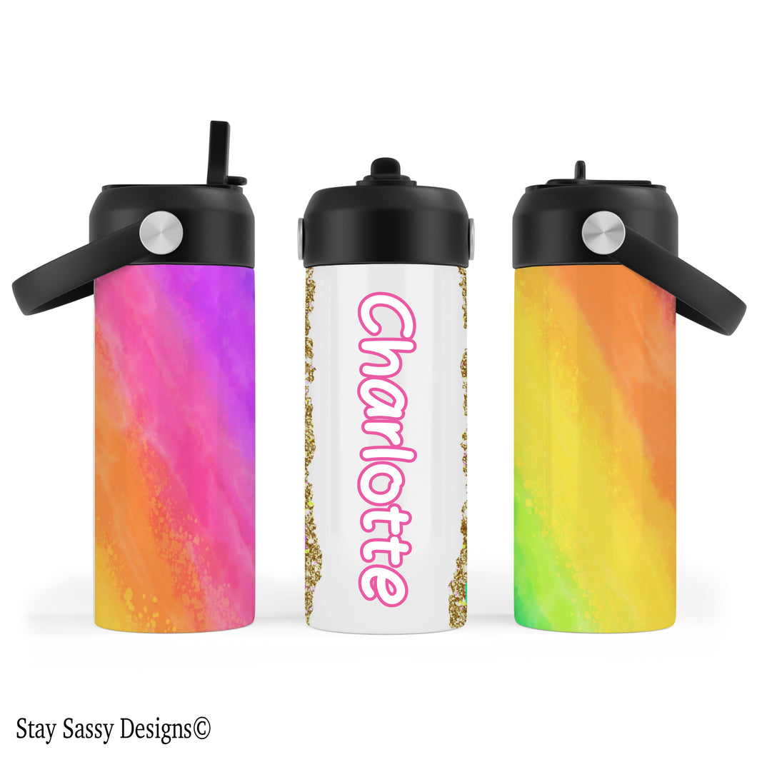 Personalized Rainbow Water Bottle