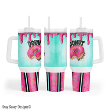 Load image into Gallery viewer, 40 oz. Pink Donut Kill My Vibe Tumbler w/Handle
