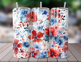 Red, White & Blue Florals Tumbler