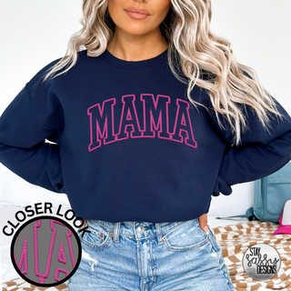 Faux Embroidered Pink Mama (Multiple Shirt Styles)
