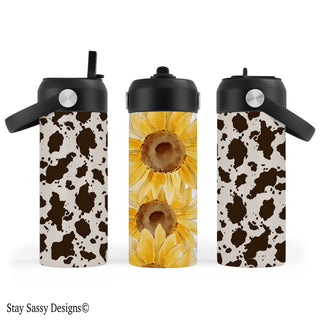 Sunflower Cow Hide Water Bottle