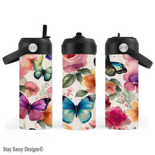 Load image into Gallery viewer, Floral Butterfly Water Bottle
