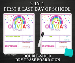 Rainbow Heart 2 in 1 First/Last Day Of School Dry Erase Sign