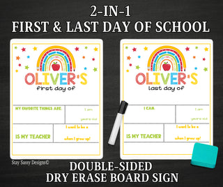 Rainbow 2 in 1 First/Last Day Of School Dry Erase Sign