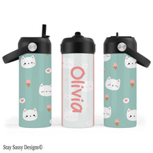 Load image into Gallery viewer, Personalized Ice Cream Cat Water Bottle
