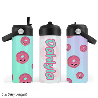 Personalized Kawaii Donuts Water Bottle