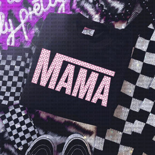 Purple Checkered Mama Shirt