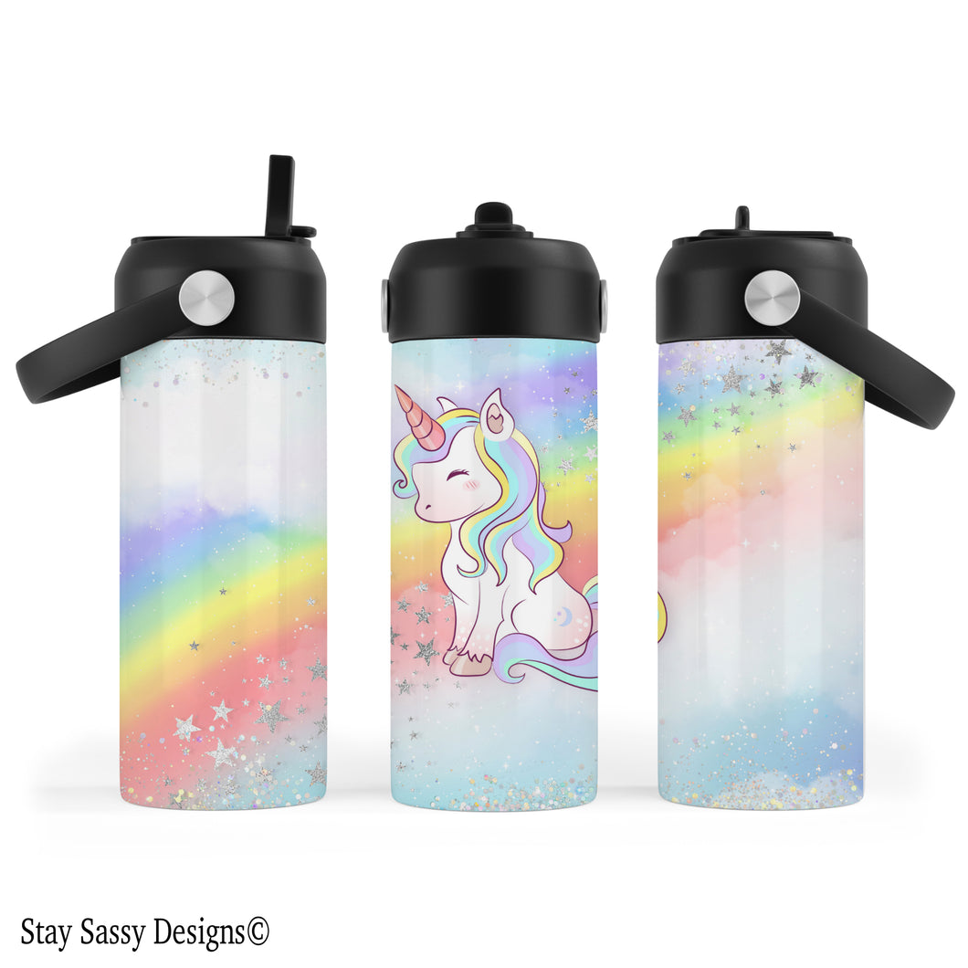 Personalized Unicorn Rainbow Water Bottle
