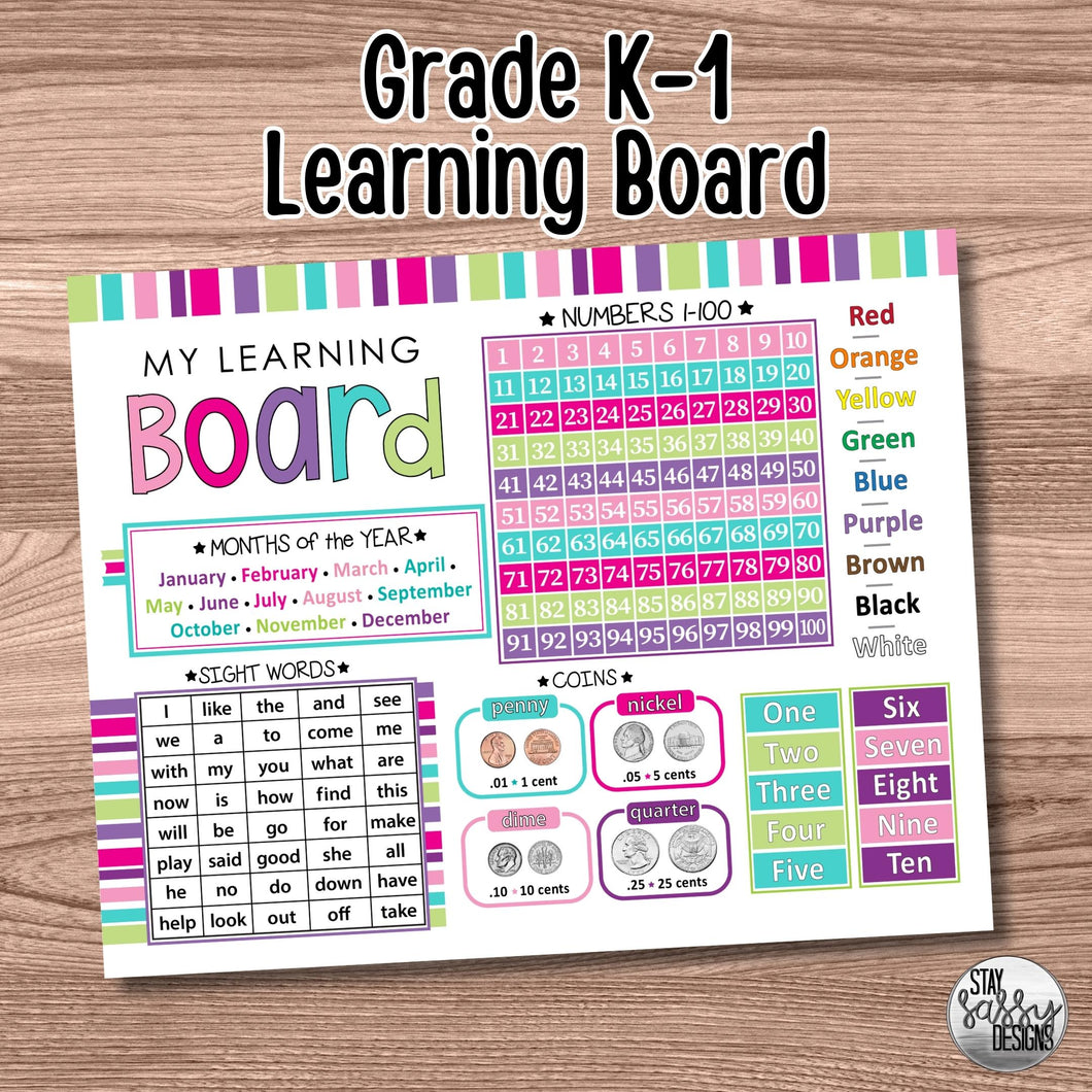 Bright Grade K-1 Learning Board