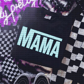 Blue Checkered Mama Shirt