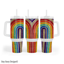 Load image into Gallery viewer, 40 oz. Glitter Rainbow Tumbler w/Handle
