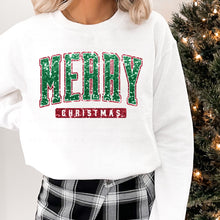 Load image into Gallery viewer, Green &amp; Red Merry Christmas Faux Glitter (Multiple Shirt Styles)
