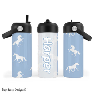 Personalized Blue Unicorn Water Bottle