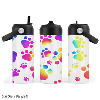 Rainbow Paw Print Water Bottle