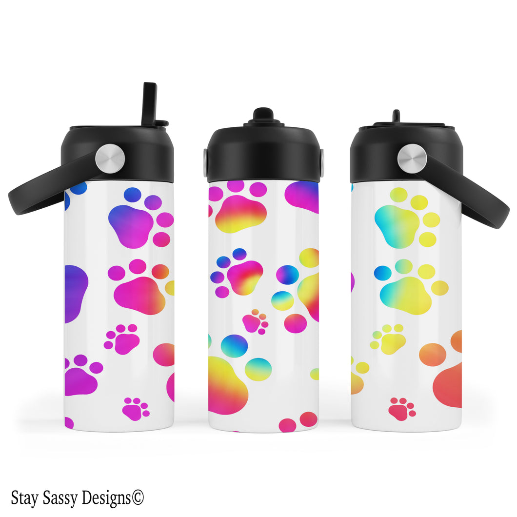 Rainbow Paw Print Water Bottle
