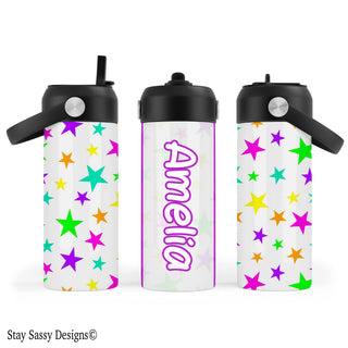 Personalized Colorful Stars Water Bottle