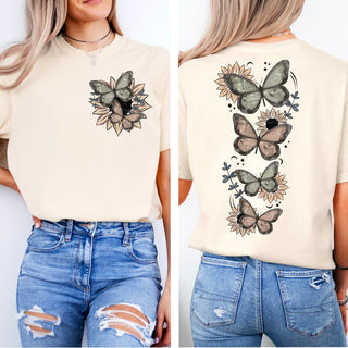 Butterflies & Sunflowers (Front & Back) Shirt