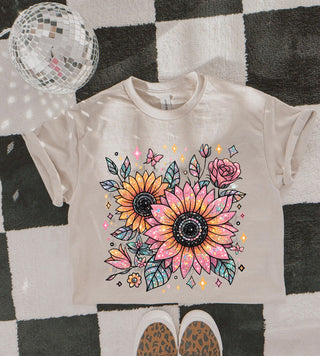 Faux Glitter Sunflower Shirt