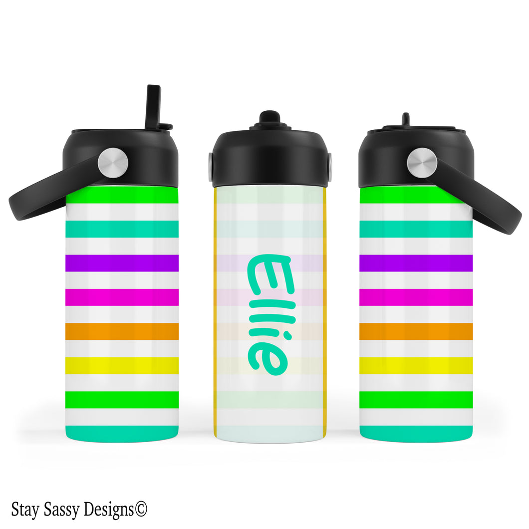 Personalized Colorful Stripes Water Bottle
