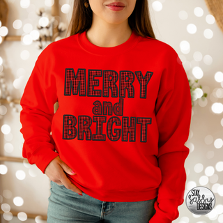 Faux Embroidered Merry & Bright (Multiple Shirt Styles)