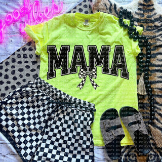 Mama Checkered Coquette Bow Shirt