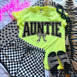 Auntie Checkered Coquette Bow Shirt