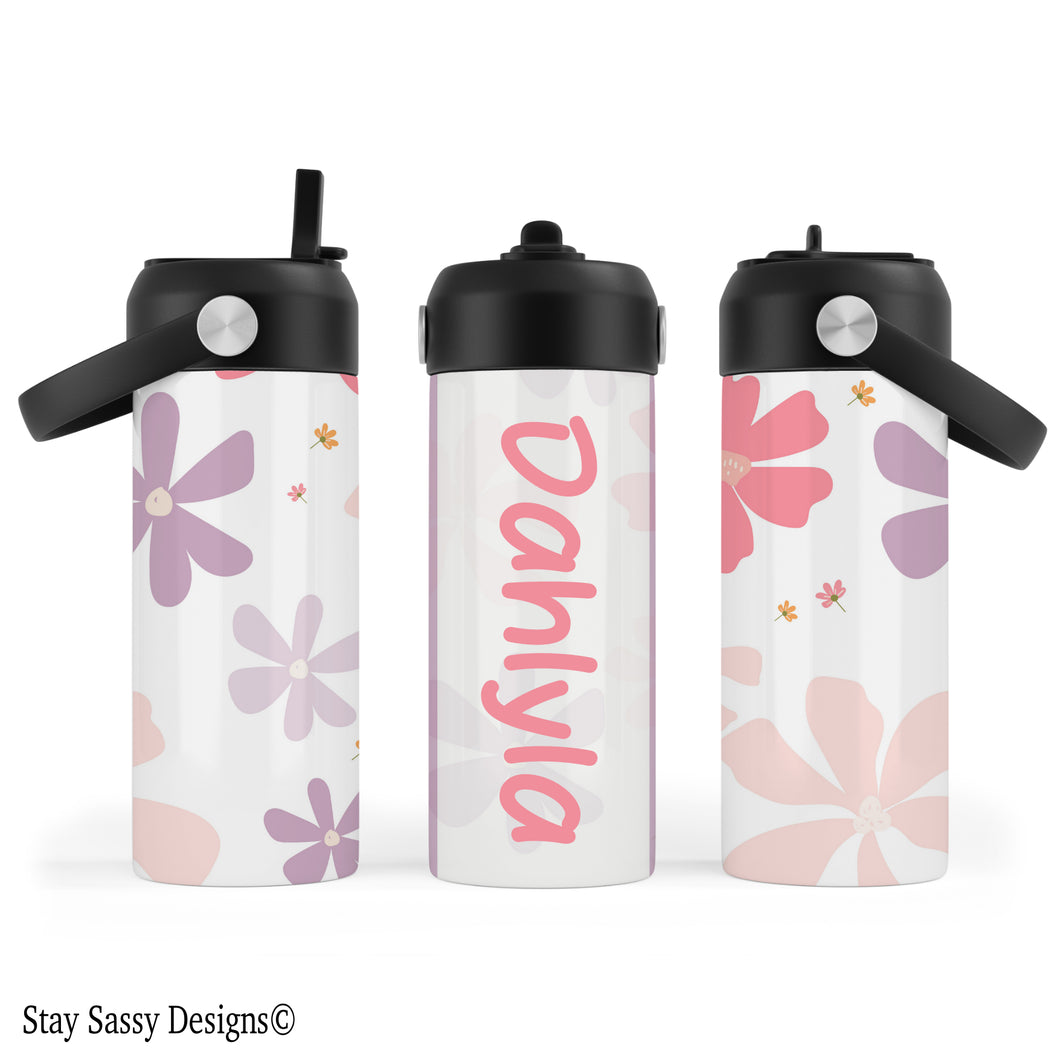 Personalized Pastel Floral Water Bottle