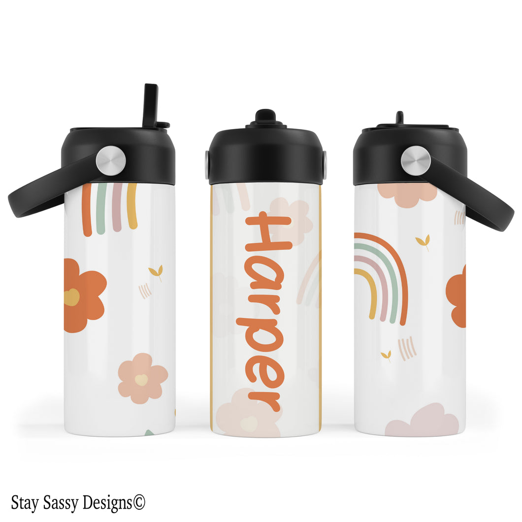 Personalized Boho Floral Water Bottle
