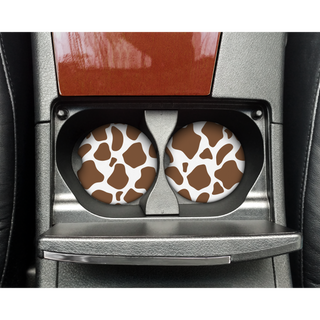 Brown Cow Print Car Coasters