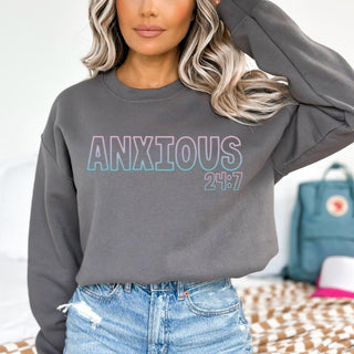 Anxious 24:7 Faux Embroidered (Multiple Shirt Styles)