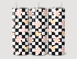 Floral Checkered Tumbler