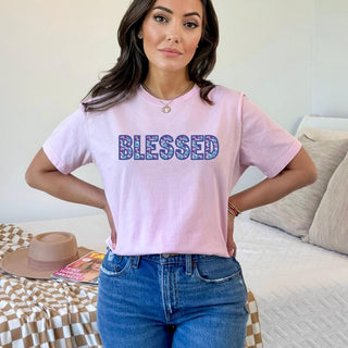 Pastel Daisy Blessed Faux Embroidered (Multiple Shirt Styles)