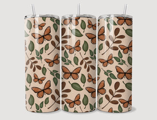 Cottage Core Butterfly Leaves Tumbler