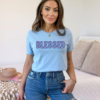 Pastel Daisy Blessed Faux Embroidered (Multiple Shirt Styles)