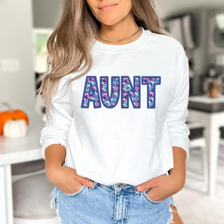 Pastel Daisy Aunt Faux Embroidered (Multiple Shirt Styles)