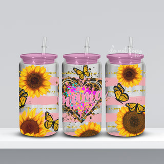 16 oz. Sunflower & Butterfly Mama Libbey Glass Tumbler