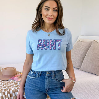 Pastel Daisies Aunt Faux Embroidered (Multiple Shirt Styles)
