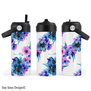 Pink & Blue Floral Water Bottle