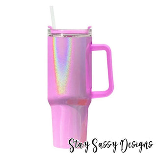 Best Seller ~ 40 oz. Metallic Shimmer Tumbler w/Handle (Low Stock!)