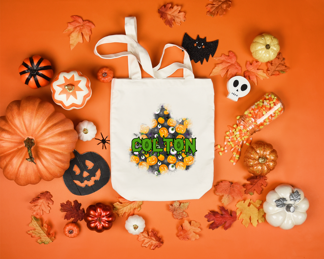 Personalized Spooky Pumpkin Trick Or Treat Bag