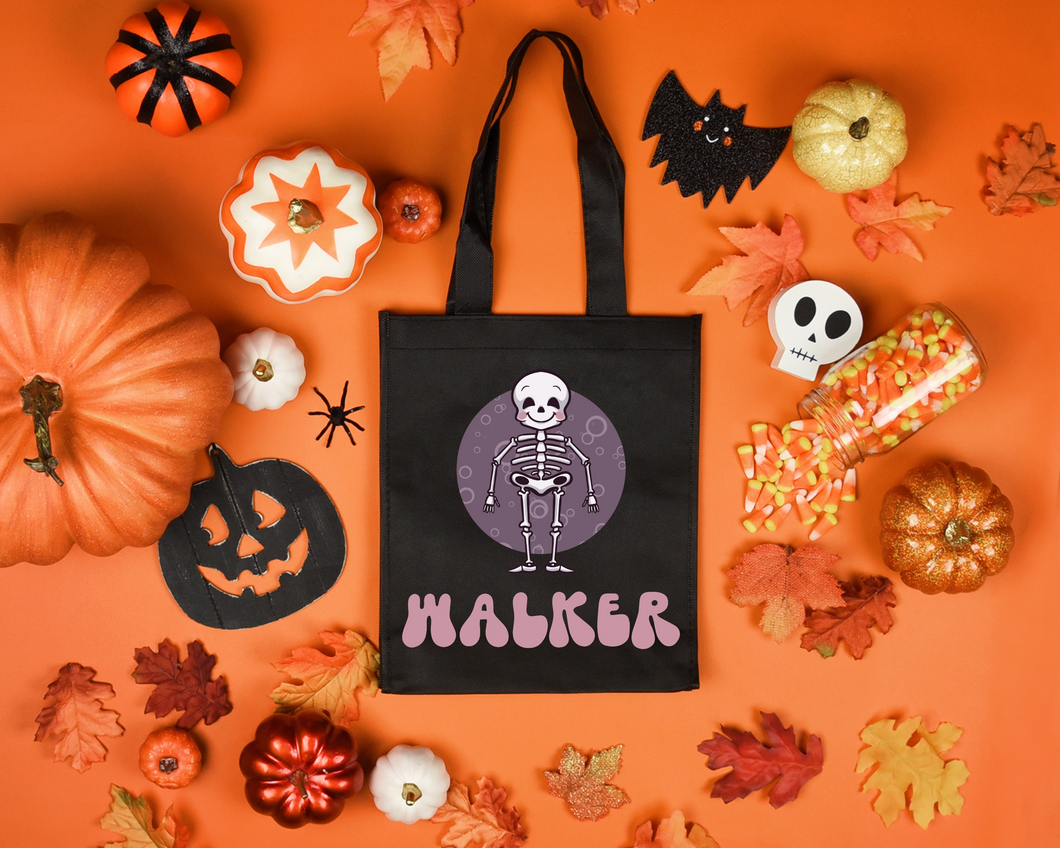 Personalized Skeleton Trick Or Treat Bag