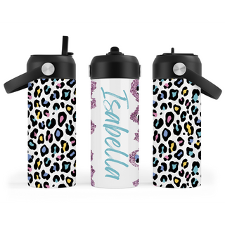 Personalized Pastel Leopard Print Water Bottle