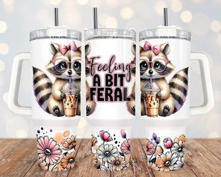 feeling a bit feral mom tumbler insulated travel mug