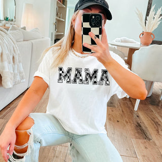 Distressed Checkered Mama Shirt